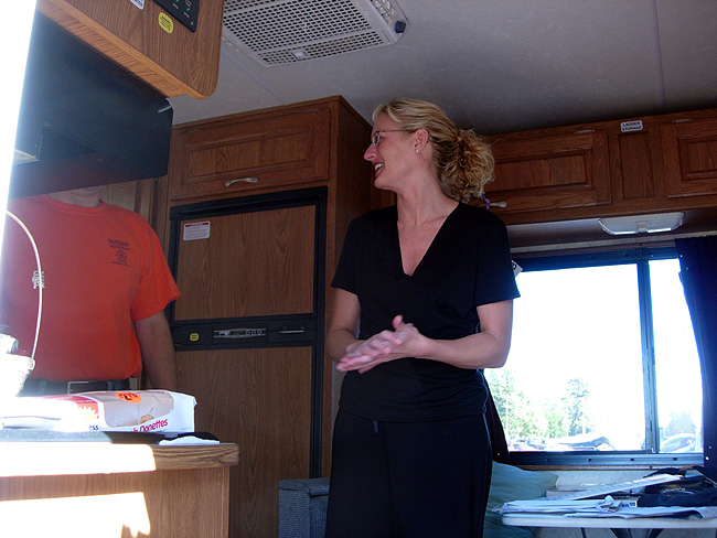 Annie checks out the RV