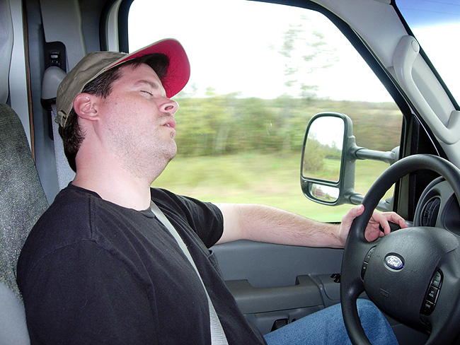 Shhh. Don't wake him. We're making fantastic time.