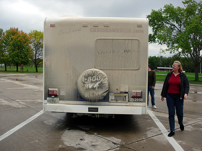 No, we didn't drive on a dirt road. Why do you ask?